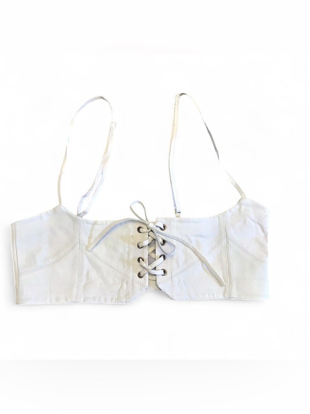 Free People Duo Corset Cami Top - 100% Lamb Leather S/M White bustier